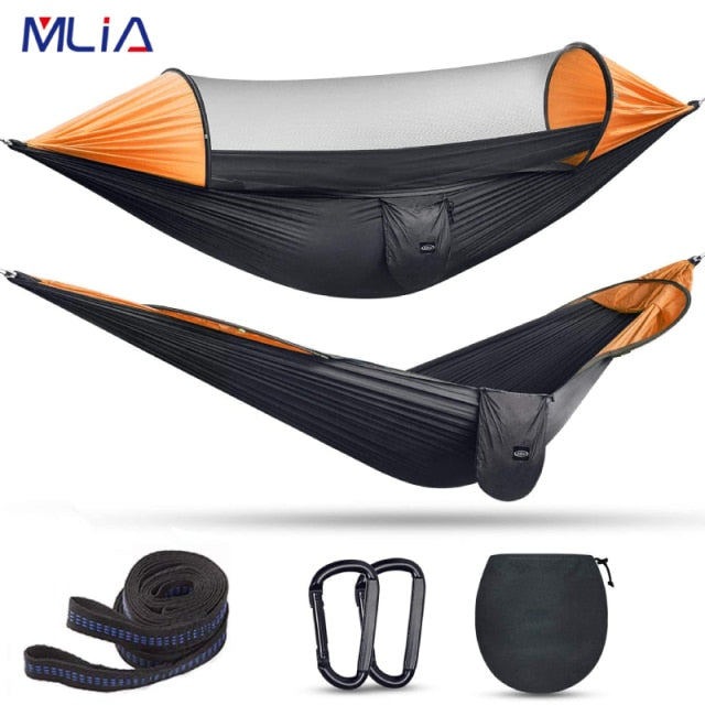 MLIA  Large Camping Hammock with Mosquito Net 2 Person Pop-up Parachute Lightweight Hanging Hammocks Tree Straps Swing Hammock