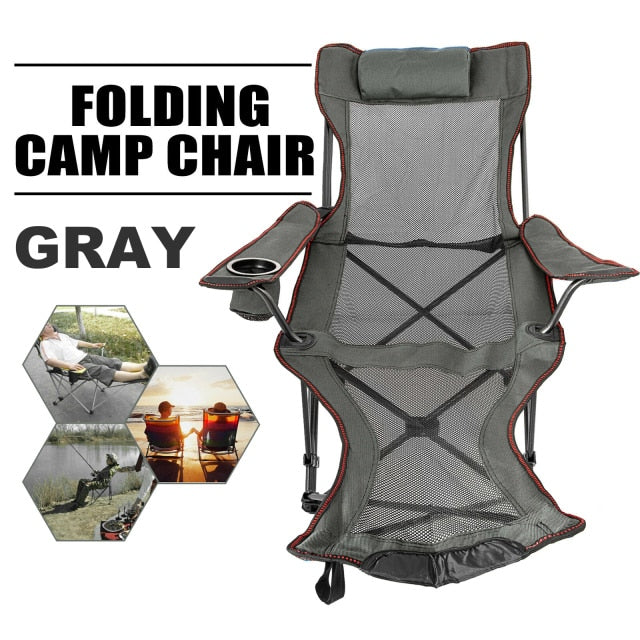 VEVOR Reclining Folding Camping Chair with Footrest Portable Nap Chair for Outdoor Camping Fishing Foldable Beach Lounge Chair