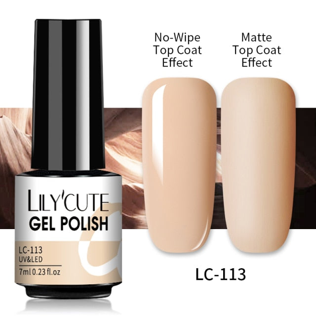 LILYCUTE Matte Gel Nail Polish Matte Top Coat Need 7ML Autumn Color Hybrid Varnish Soak Off UV Gel Nail Art Design Gel Polish