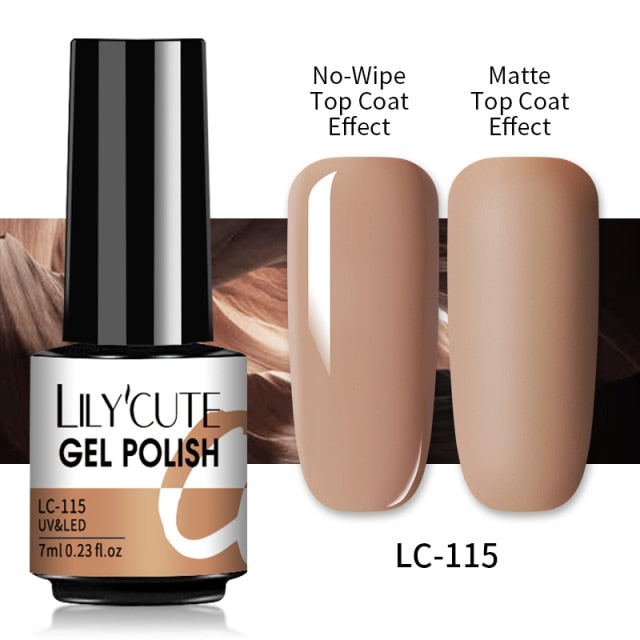 LILYCUTE Matte Gel Nail Polish Matte Top Coat Need 7ML Autumn Color Hybrid Varnish Soak Off UV Gel Nail Art Design Gel Polish