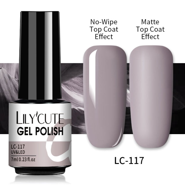 LILYCUTE Matte Gel Nail Polish Matte Top Coat Need 7ML Autumn Color Hybrid Varnish Soak Off UV Gel Nail Art Design Gel Polish