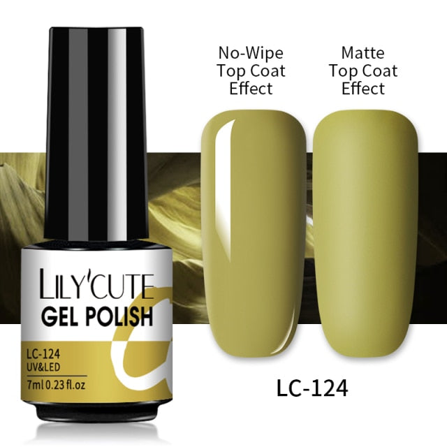 LILYCUTE Matte Gel Nail Polish Matte Top Coat Need 7ML Autumn Color Hybrid Varnish Soak Off UV Gel Nail Art Design Gel Polish