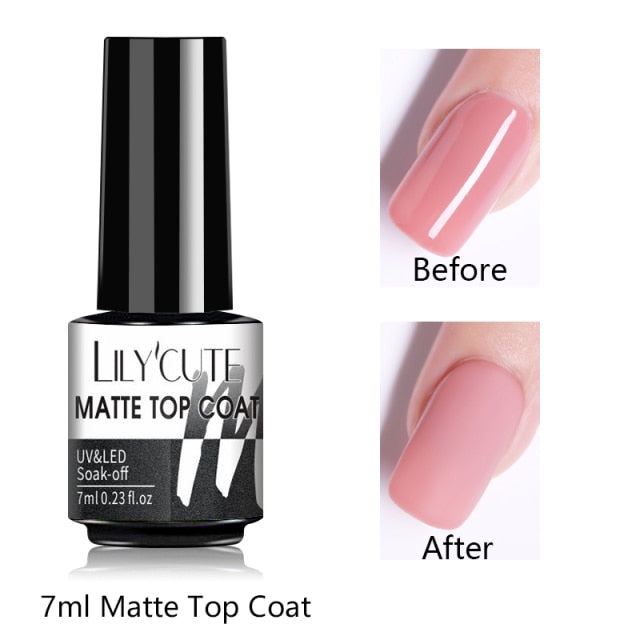 LILYCUTE Matte Gel Nail Polish Matte Top Coat Need 7ML Autumn Color Hybrid Varnish Soak Off UV Gel Nail Art Design Gel Polish