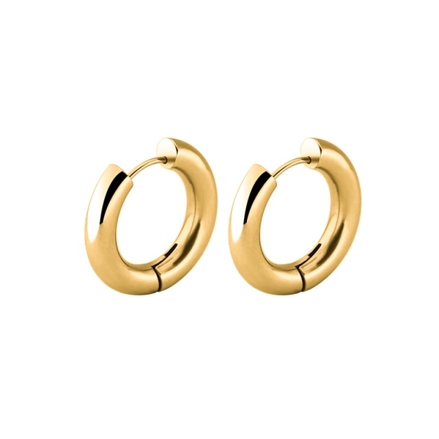 Gold Silver Color Stainless Steel Hoop Earrings for Women Small Simple Round Circle Huggies Ear Rings Steampunk Accessories