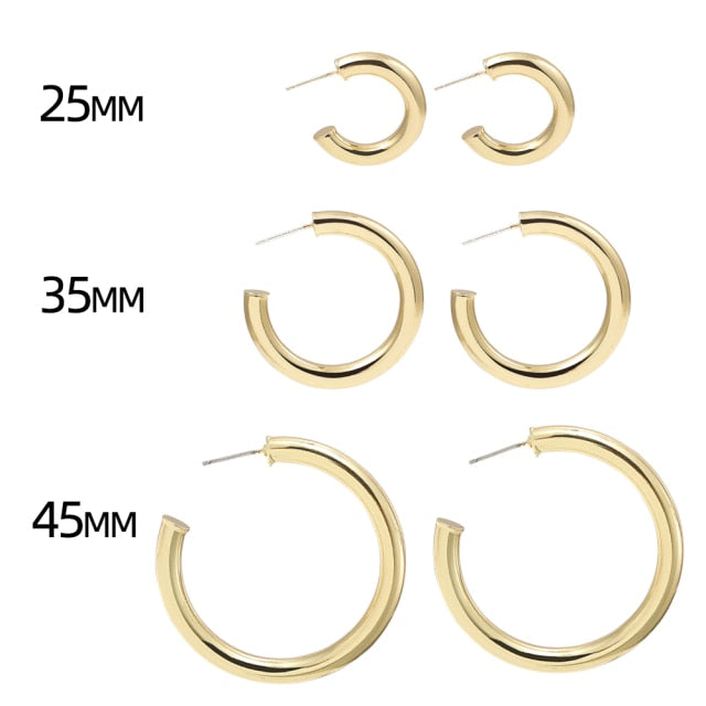 Gold Silver Color Stainless Steel Hoop Earrings for Women Small Simple Round Circle Huggies Ear Rings Steampunk Accessories