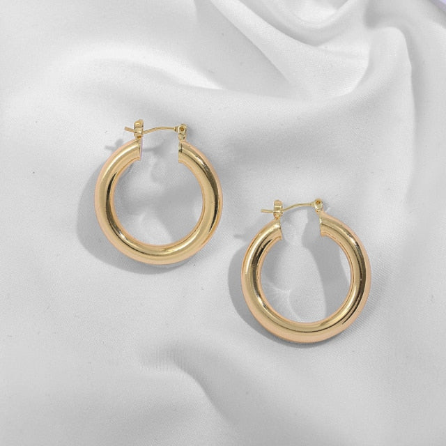 Gold Silver Color Stainless Steel Hoop Earrings for Women Small Simple Round Circle Huggies Ear Rings Steampunk Accessories