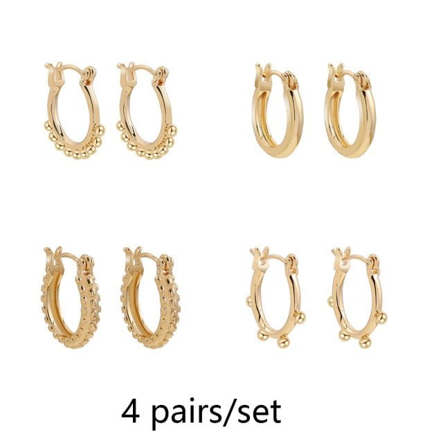 Gold Silver Color Stainless Steel Hoop Earrings for Women Small Simple Round Circle Huggies Ear Rings Steampunk Accessories