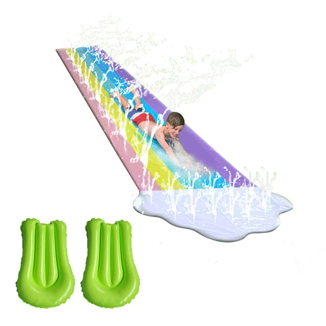 480x145cm Children Double Surf Water Slide Outdoor Garden Racing Lawn Water Slide Spray Summer Water Games Toy toboggan aquatiqu