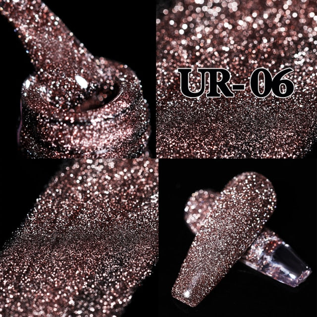 UR SUGAR Reflective Glitter Gel Nail Polish 7.5ml Sparkling Auroras Laser Nail Gel Nail Art Varnish Semi Permanent Top Base Coat