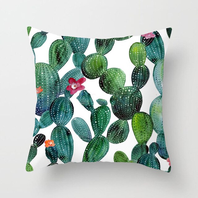 Tropical Cactus Summer Plants Pattern Cushion Cover Polyester Home Decor Decorative Car Seat Throw Pillow Cover For Sofa 40829