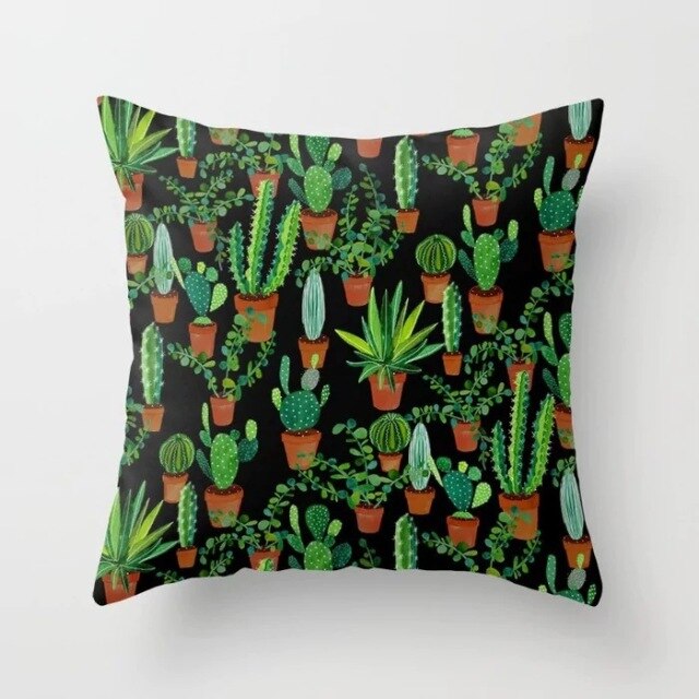 Tropical Cactus Summer Plants Pattern Cushion Cover Polyester Home Decor Decorative Car Seat Throw Pillow Cover For Sofa 40829