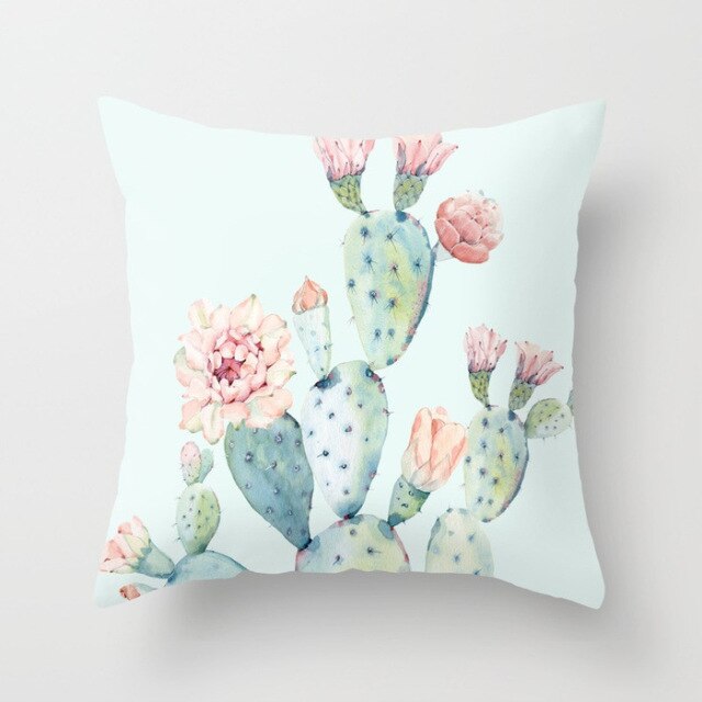 Tropical Cactus Summer Plants Pattern Cushion Cover Polyester Home Decor Decorative Car Seat Throw Pillow Cover For Sofa 40829