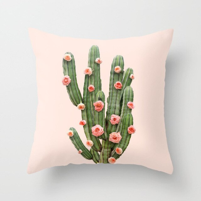 Tropical Cactus Summer Plants Pattern Cushion Cover Polyester Home Decor Decorative Car Seat Throw Pillow Cover For Sofa 40829