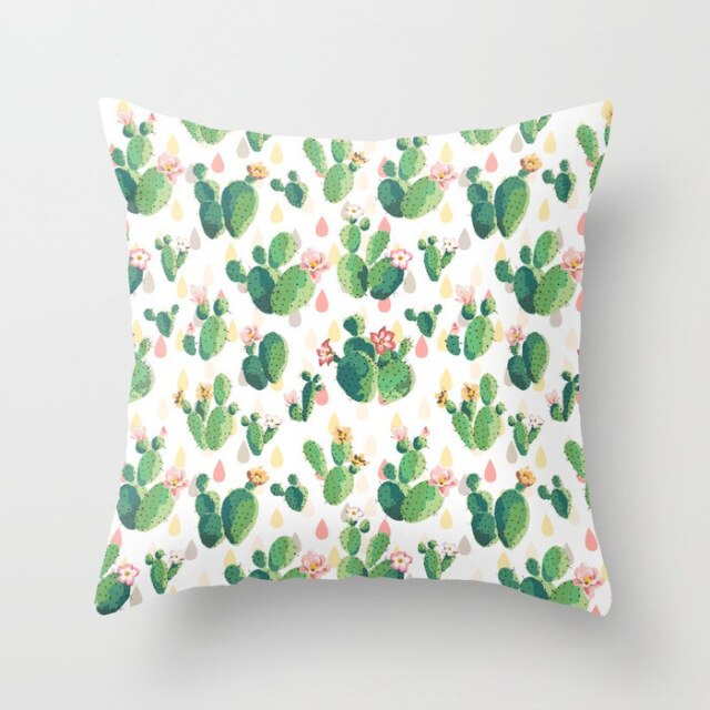 Tropical Cactus Summer Plants Pattern Cushion Cover Polyester Home Decor Decorative Car Seat Throw Pillow Cover For Sofa 40829