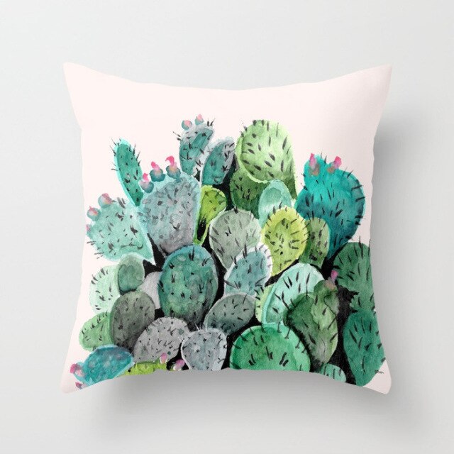 Tropical Cactus Summer Plants Pattern Cushion Cover Polyester Home Decor Decorative Car Seat Throw Pillow Cover For Sofa 40829