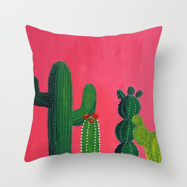 Tropical Cactus Summer Plants Pattern Cushion Cover Polyester Home Decor Decorative Car Seat Throw Pillow Cover For Sofa 40829