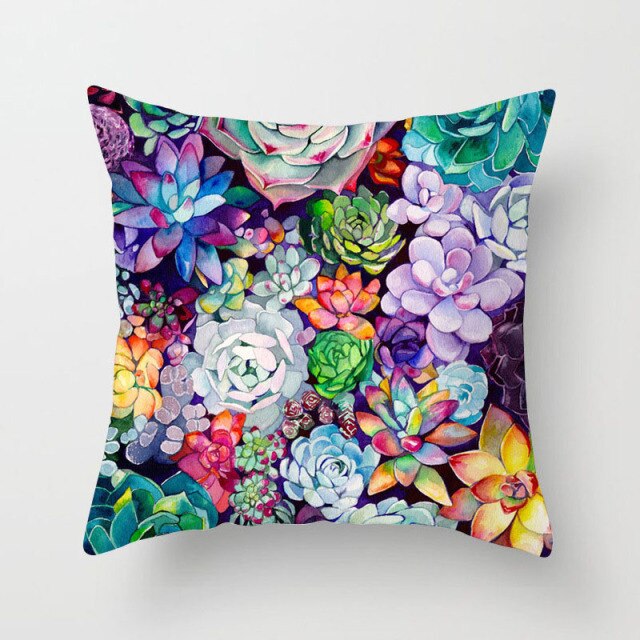 Tropical Cactus Summer Plants Pattern Cushion Cover Polyester Home Decor Decorative Car Seat Throw Pillow Cover For Sofa 40829