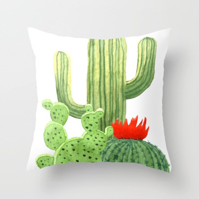 Tropical Cactus Summer Plants Pattern Cushion Cover Polyester Home Decor Decorative Car Seat Throw Pillow Cover For Sofa 40829