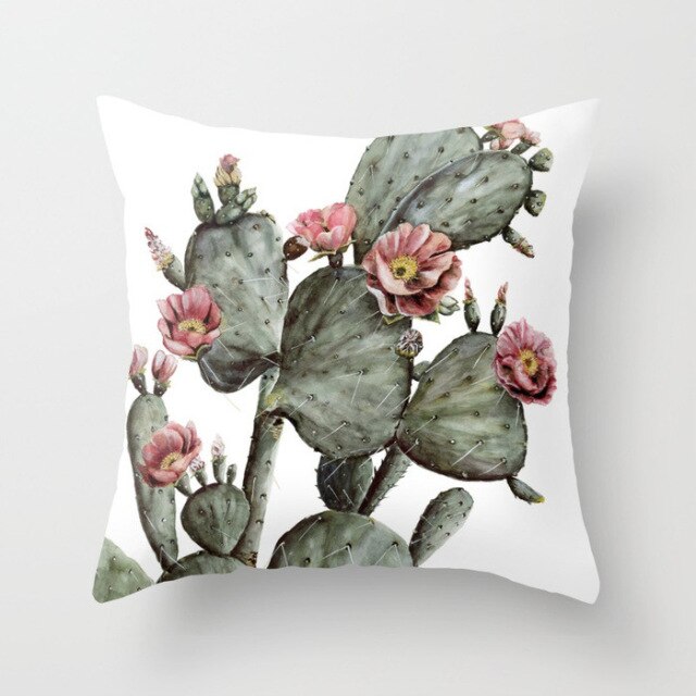 Tropical Cactus Summer Plants Pattern Cushion Cover Polyester Home Decor Decorative Car Seat Throw Pillow Cover For Sofa 40829