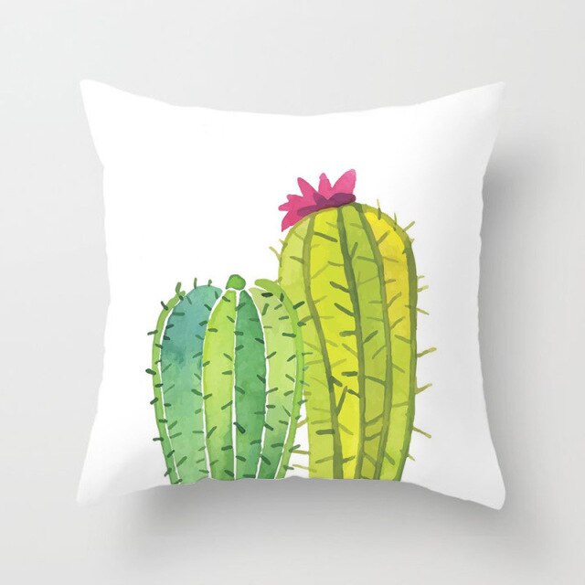 Tropical Cactus Summer Plants Pattern Cushion Cover Polyester Home Decor Decorative Car Seat Throw Pillow Cover For Sofa 40829