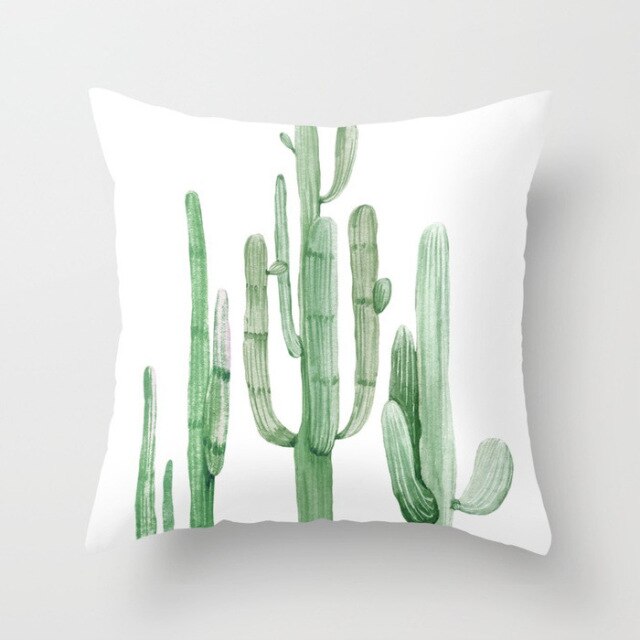 Tropical Cactus Summer Plants Pattern Cushion Cover Polyester Home Decor Decorative Car Seat Throw Pillow Cover For Sofa 40829