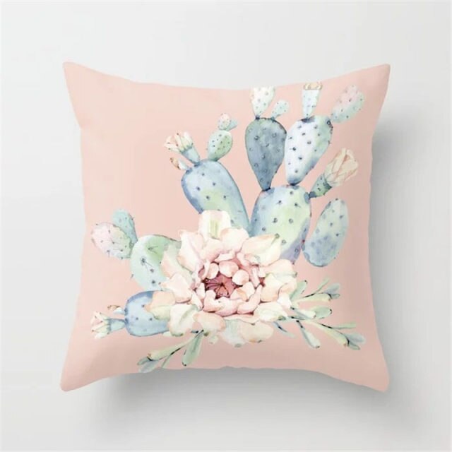 Tropical Cactus Summer Plants Pattern Cushion Cover Polyester Home Decor Decorative Car Seat Throw Pillow Cover For Sofa 40829