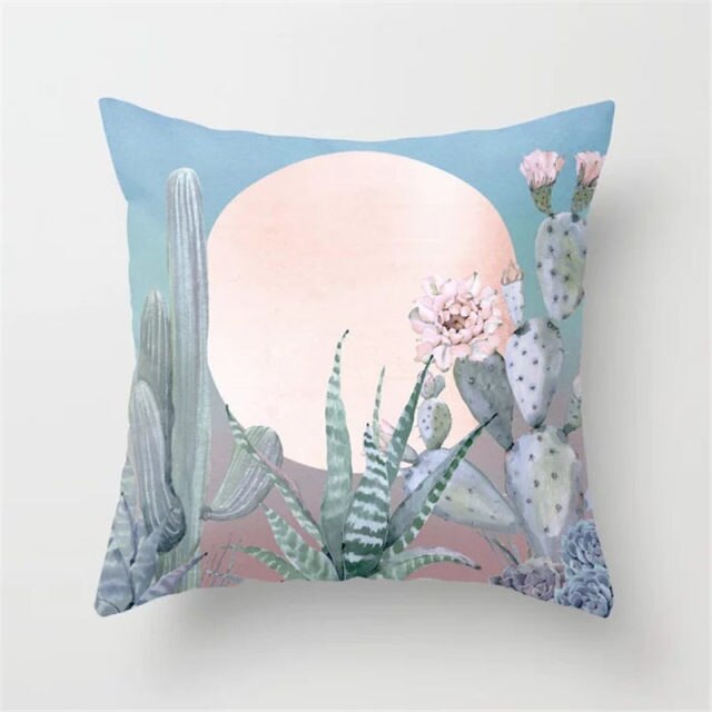 Tropical Cactus Summer Plants Pattern Cushion Cover Polyester Home Decor Decorative Car Seat Throw Pillow Cover For Sofa 40829