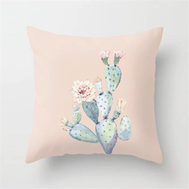 Tropical Cactus Summer Plants Pattern Cushion Cover Polyester Home Decor Decorative Car Seat Throw Pillow Cover For Sofa 40829