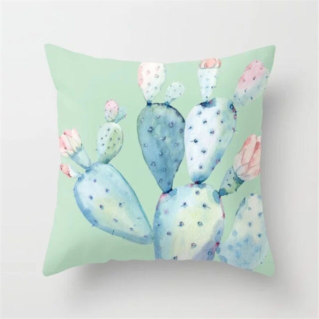 Tropical Cactus Summer Plants Pattern Cushion Cover Polyester Home Decor Decorative Car Seat Throw Pillow Cover For Sofa 40829