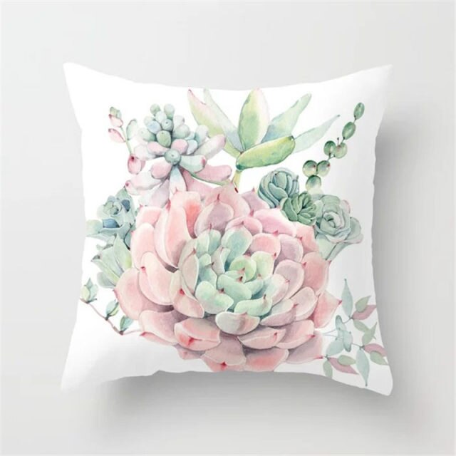 Tropical Cactus Summer Plants Pattern Cushion Cover Polyester Home Decor Decorative Car Seat Throw Pillow Cover For Sofa 40829