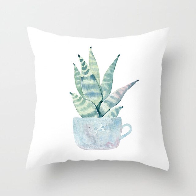 Tropical Cactus Summer Plants Pattern Cushion Cover Polyester Home Decor Decorative Car Seat Throw Pillow Cover For Sofa 40829