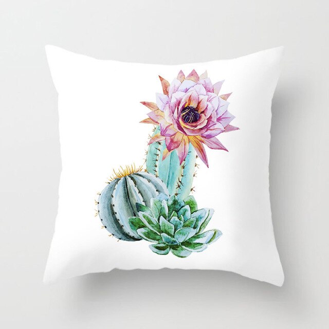 Tropical Cactus Summer Plants Pattern Cushion Cover Polyester Home Decor Decorative Car Seat Throw Pillow Cover For Sofa 40829