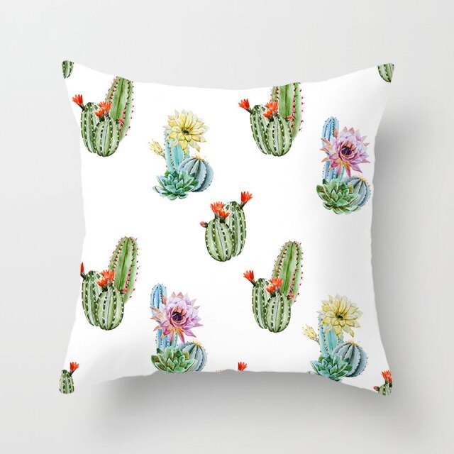 Tropical Cactus Summer Plants Pattern Cushion Cover Polyester Home Decor Decorative Car Seat Throw Pillow Cover For Sofa 40829