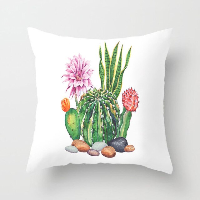 Tropical Cactus Summer Plants Pattern Cushion Cover Polyester Home Decor Decorative Car Seat Throw Pillow Cover For Sofa 40829