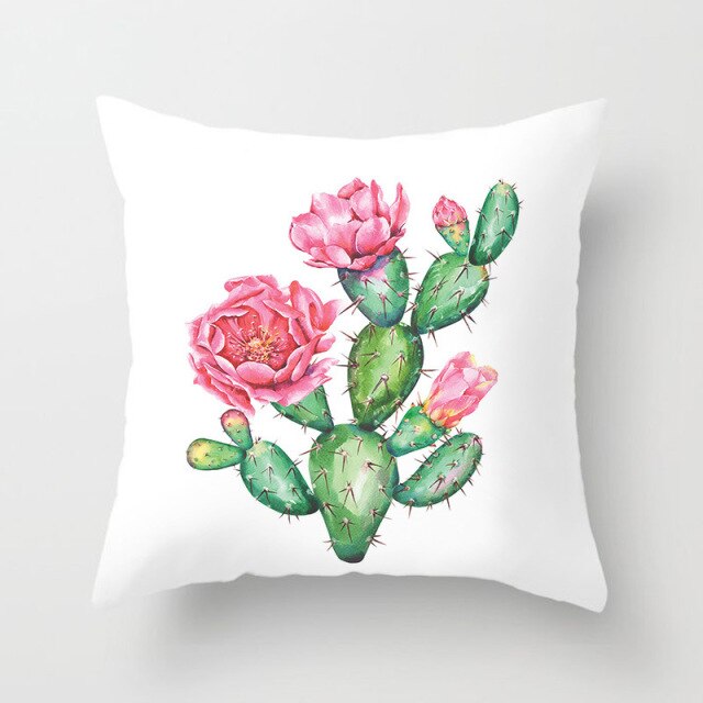 Tropical Cactus Summer Plants Pattern Cushion Cover Polyester Home Decor Decorative Car Seat Throw Pillow Cover For Sofa 40829