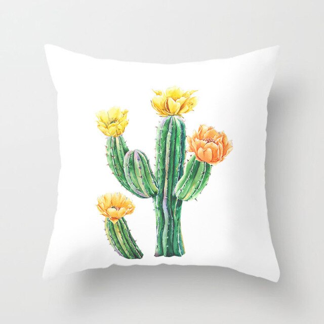 Tropical Cactus Summer Plants Pattern Cushion Cover Polyester Home Decor Decorative Car Seat Throw Pillow Cover For Sofa 40829