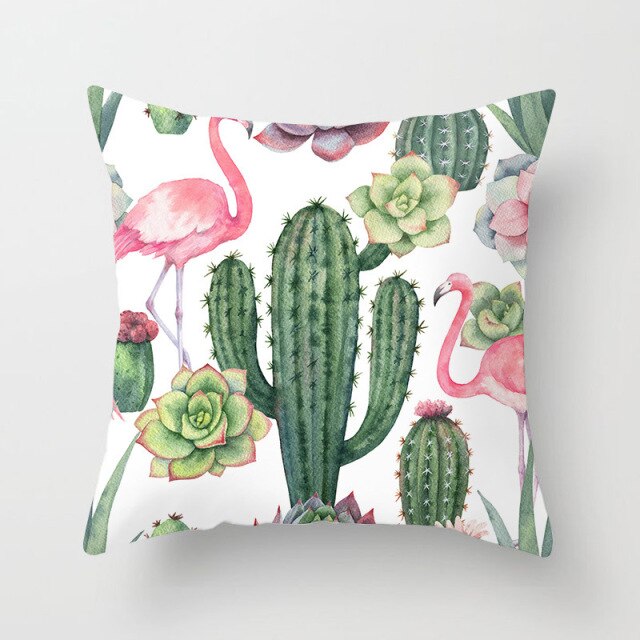 Tropical Cactus Summer Plants Pattern Cushion Cover Polyester Home Decor Decorative Car Seat Throw Pillow Cover For Sofa 40829