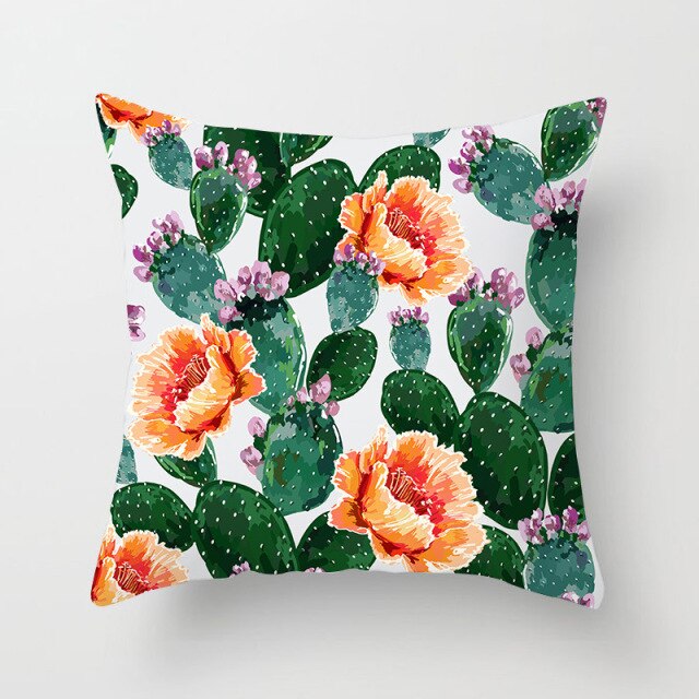 Tropical Cactus Summer Plants Pattern Cushion Cover Polyester Home Decor Decorative Car Seat Throw Pillow Cover For Sofa 40829