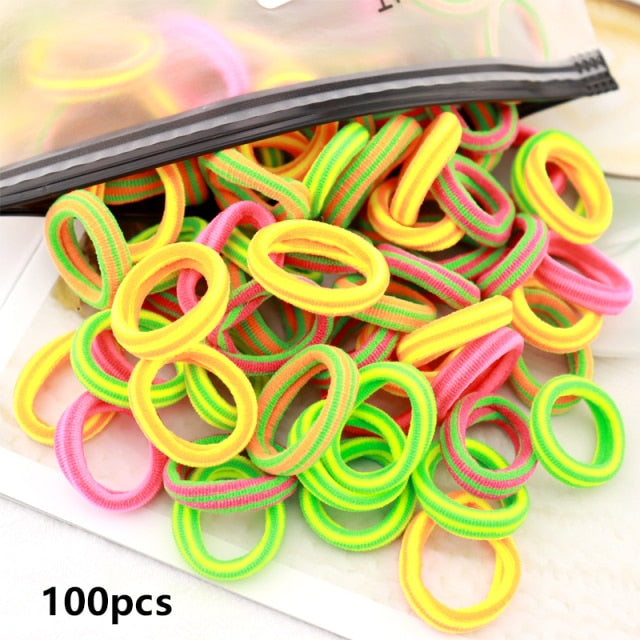 50/100pcs Girl Hairband Colorful Children Headband Small Elastic Hair Bands Scrunchy Baby Rubber Band Nylon Hair Accessories Kid