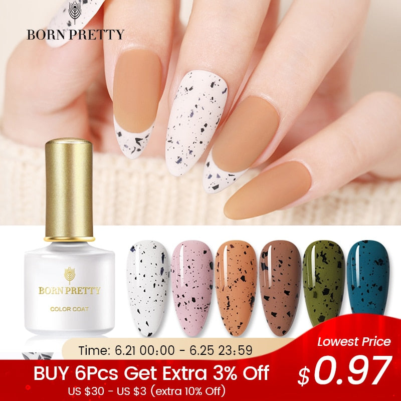 BORN PRETTY Nail Gel 6ml Eggshell Gel Nail Polish Transparent Gel & Special Black Material Nail Gel With Any Color Base