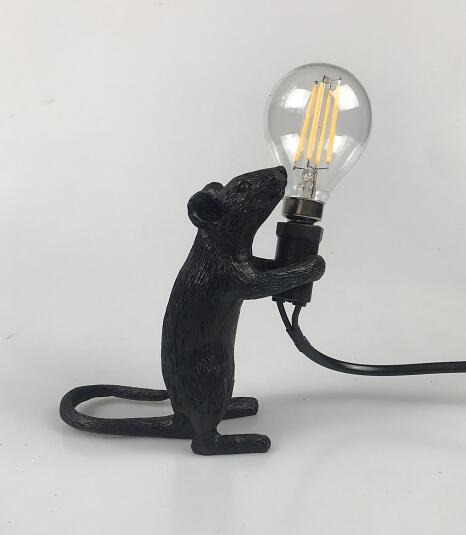 Postmodern Resin Animal Rat Mouse Table Lamp Small Mini Mouse Cute LED Night Lights Home Decor Desk Lights Seletti Bedside Lamp