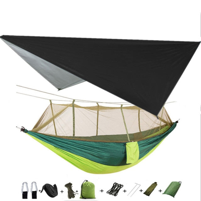 Lightweight Portable Camping Hammock and Tent Awning Rain Fly Tarp Waterproof Mosquito Net Hammock Canopy 210T Nylon Hammocks