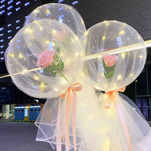 Led Light Rose Balloons Birthday Valentine's Day Gift Mother's Day Wedding Decoration Christmas Balls Led Balloon Rose Bouquet