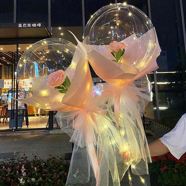 Led Light Rose Balloons Birthday Valentine's Day Gift Mother's Day Wedding Decoration Christmas Balls Led Balloon Rose Bouquet