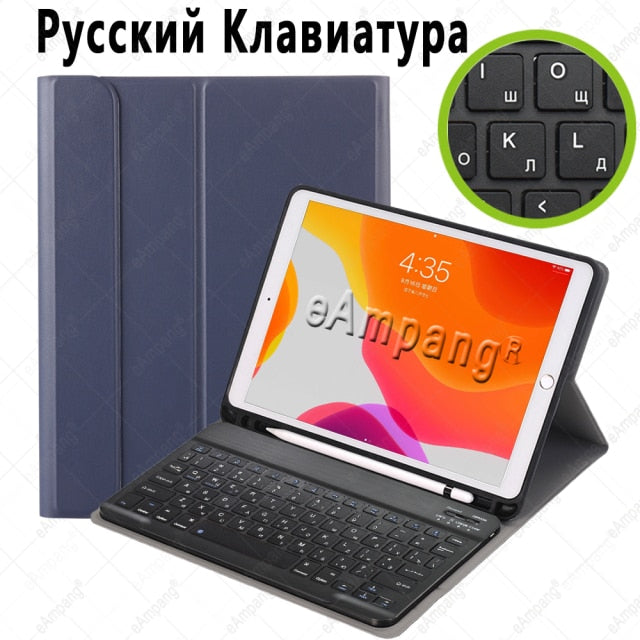 Case for iPad 10.2 Keyboard Case with Pencil Holder for Apple iPad 7 7th 8 8th Generation Air 3 Pro 10.5 Russian Spanish English