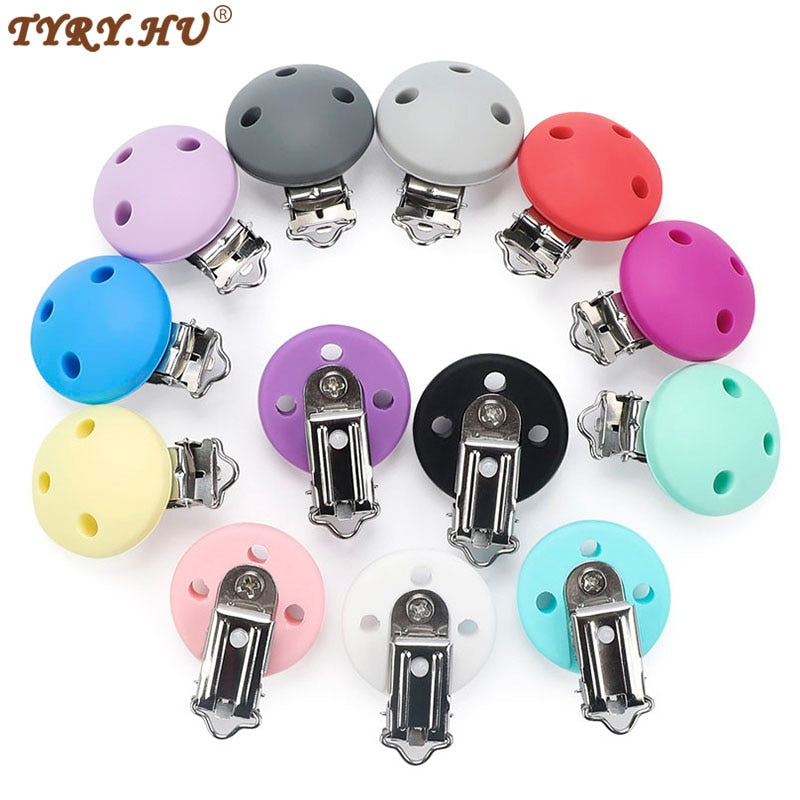 TYRY.HU Round/Heart Silicone Clip 3 Pcs/Set Of Pacifier Clip BPA-Free Silicone Dummy Baby Pacifier Chain DIY Accessories