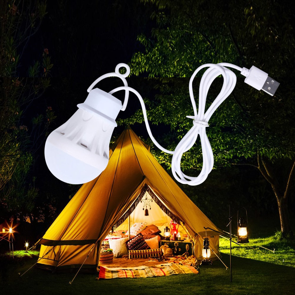 Camping Lantern Powerful LED Flashlight Tent Light USB Lamp LED Bulb Portable Lantern 5V 50cm/19in Powerbank Lamp Desk Bedside