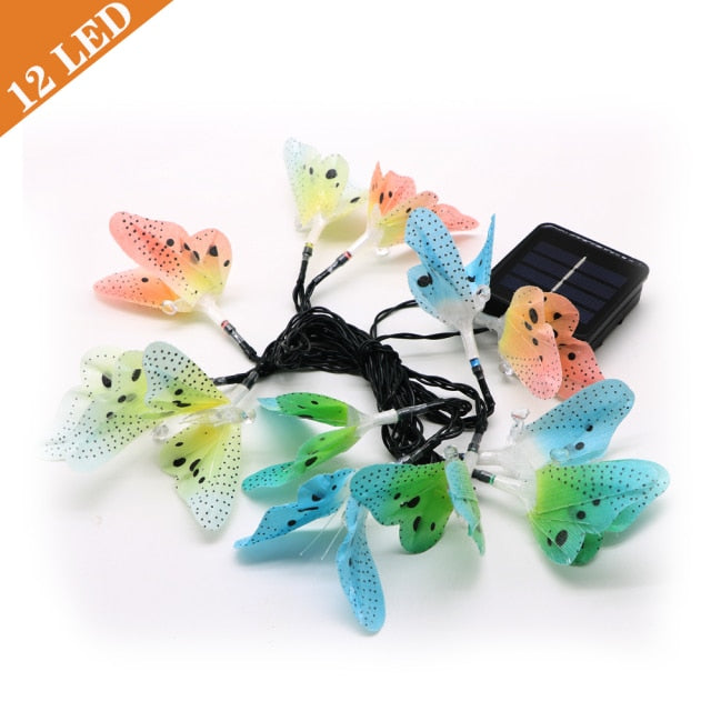 20/30 Led Solar Powered Butterfly Fiber Optic Fairy String Lights Waterproof Christmas Outdoor Garden Holiday Decoration Lights