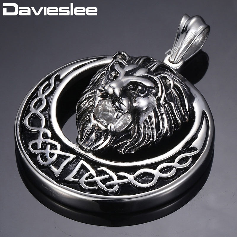 Davieslee Mens Pendant 316L Stainless Steel Lion Head Pendant for Men Women Dropshipping 2018 Ship From USA Fashion Jewelry HP96