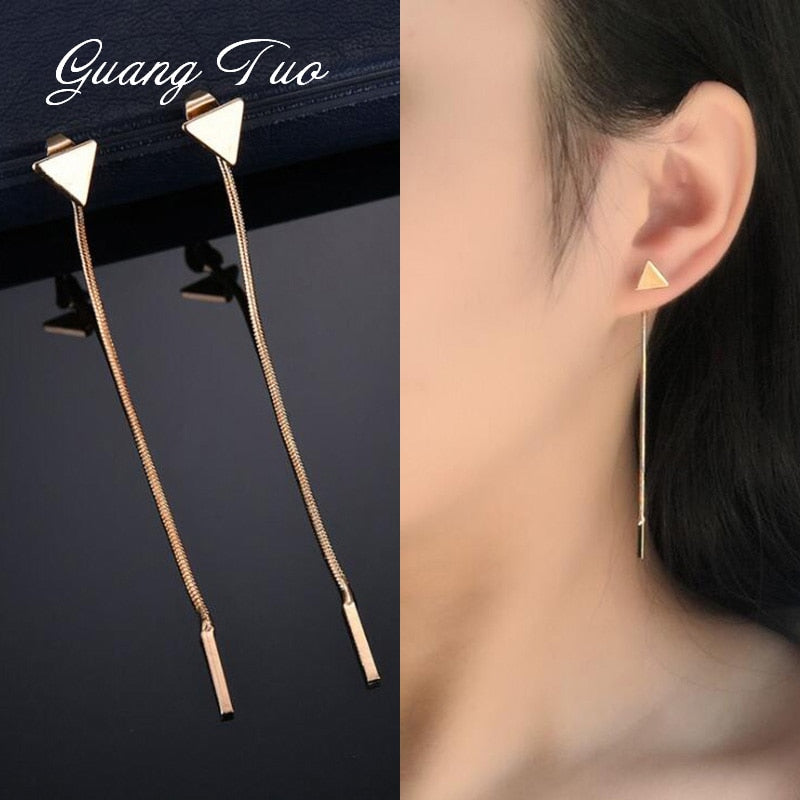 Fashion Triangle Earrings Chain Tassel Earrings For Women Jewelry Temperament Simple Long Earrings Boucle D'oreille Femme 2019